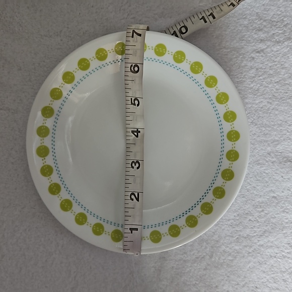 Corelle Discontinued South Beach Bead & Butter Dessert Set of 4 Plates Green Dot - Picture 5 of 6